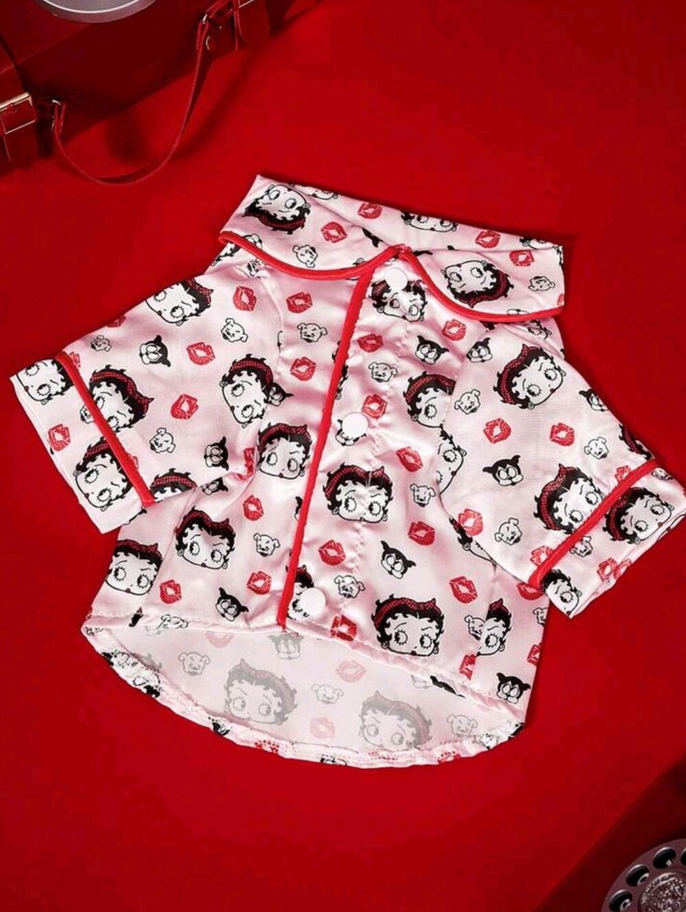 Betty Boop Pink & Red Dog Pajama Top